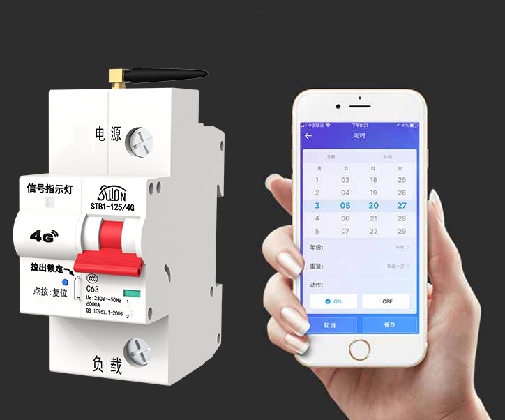 4G intelligent circuit breaker, IoT switch, mobile phone remote control, air switch, power supply, main switch, timed control
