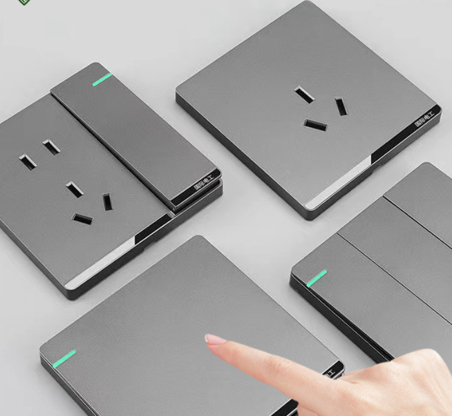 International electrician concealed 86 type gray switch socket household power socket panel with one switch and multiple controls Single link five hole